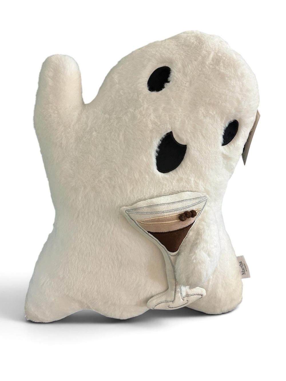Martha Stewart Faux Fur Ghost Pillow Halloween Decorative Espresso Martini NWT